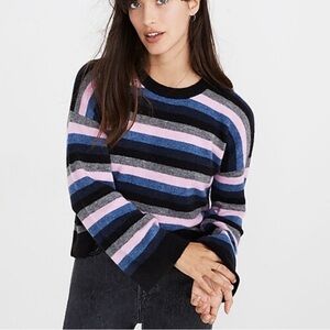 Madewell Cardiff Striped Crewneck Sweater in Coziest Yarn Size Medium